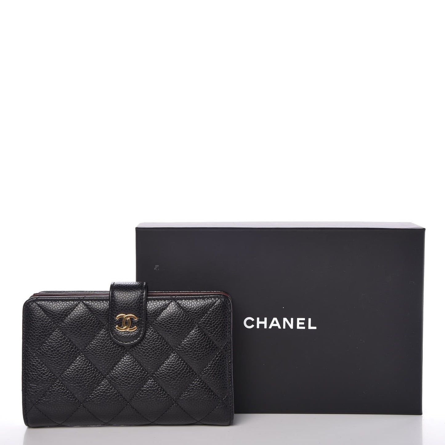 Caviar Quilted Zipped Pocket Wallet Black