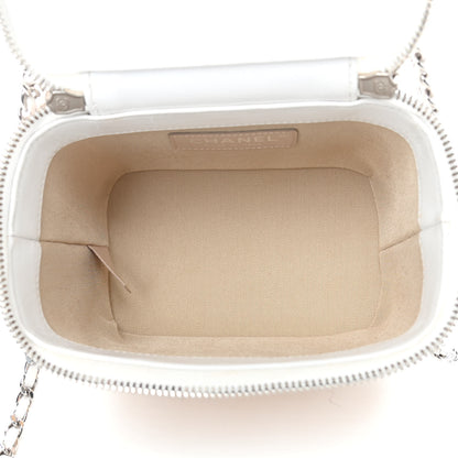 Chanel Calfskin Raffia Small Vanity Case Bag White Beige 4 of 10