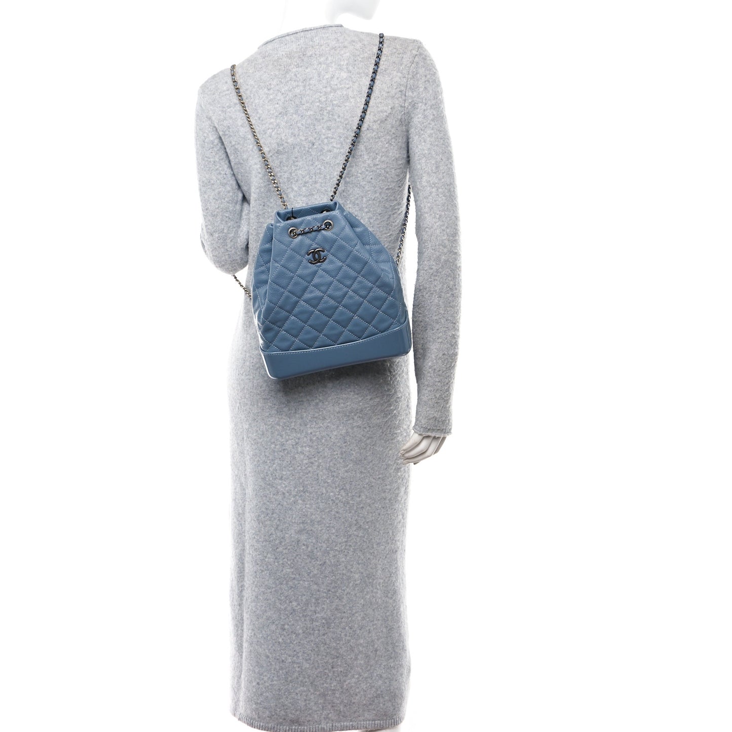 Patent Goatskin Quilted Gabrielle Backpack Blue