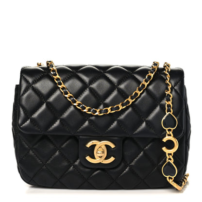 Chanel Lambskin Enamel Quilted Small Coco Hearts Square Flap Black 1 of 10