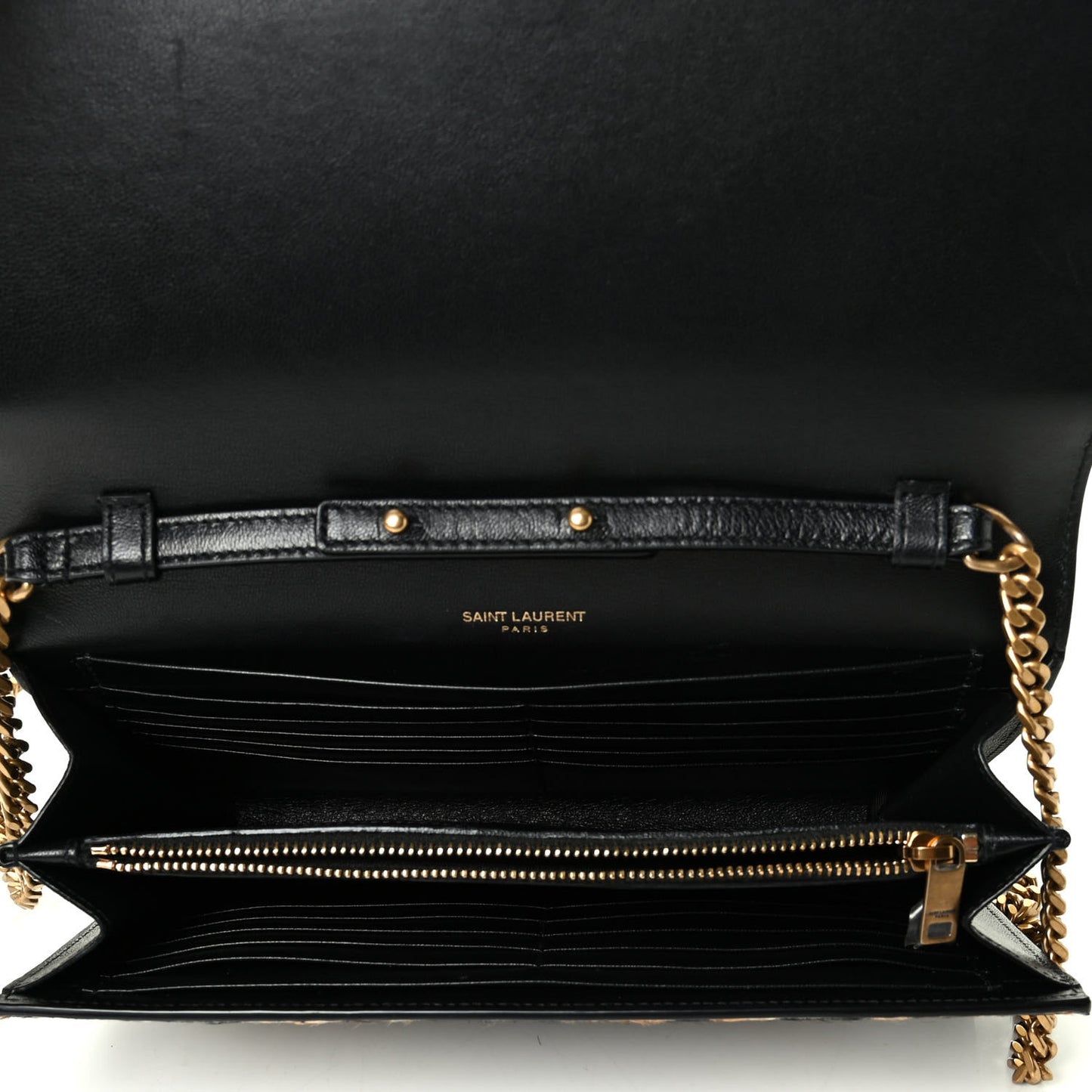 Calf Hair Monogram Chain Wallet Leopard