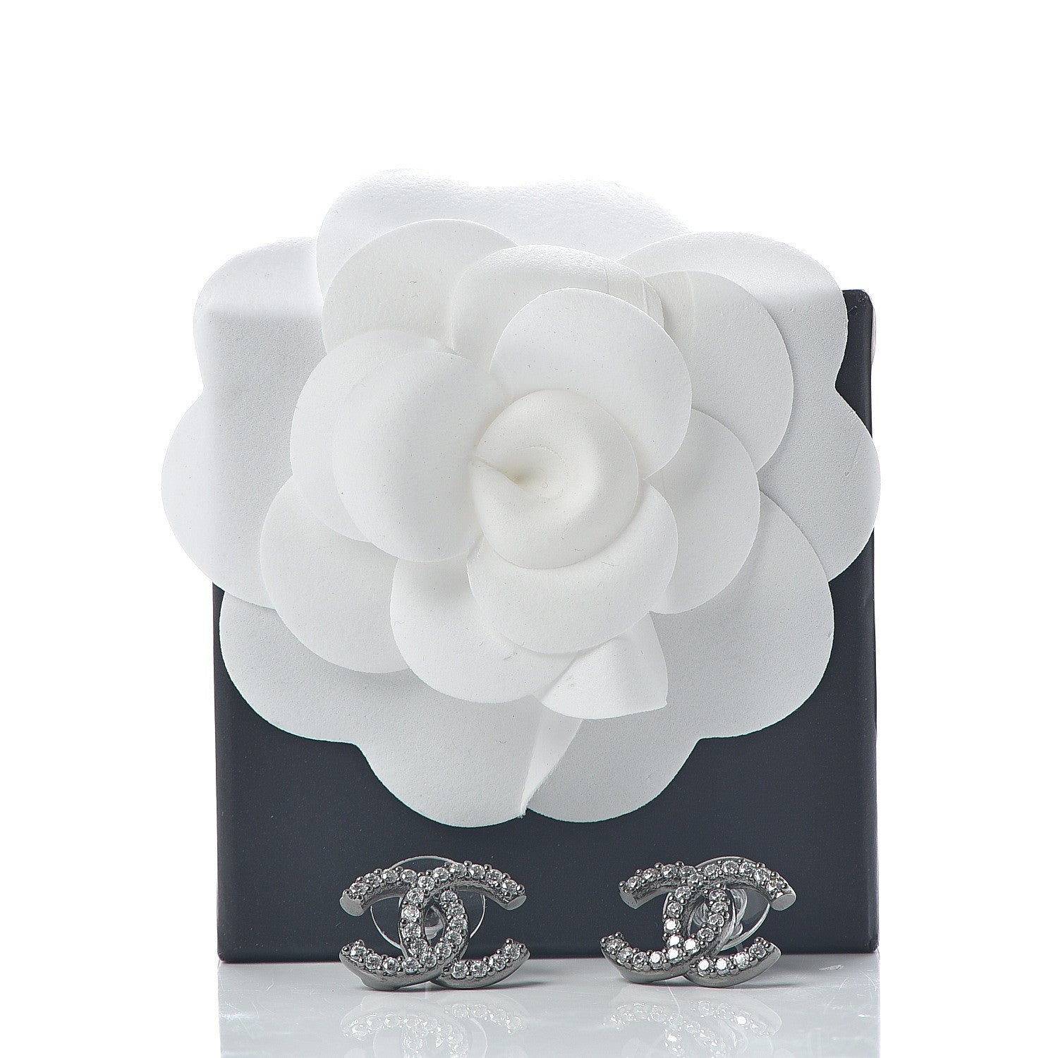 Chanel Crystal CC Earrings Silver 6 of 6