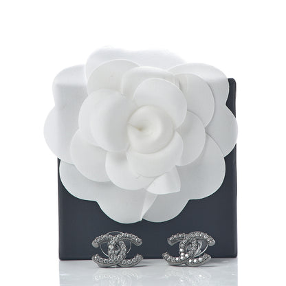Chanel Crystal CC Earrings Silver 6 of 6