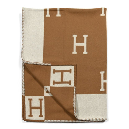 Hermes Wool Cashmere Avalon Blanket Ecru Camel 2 of 3