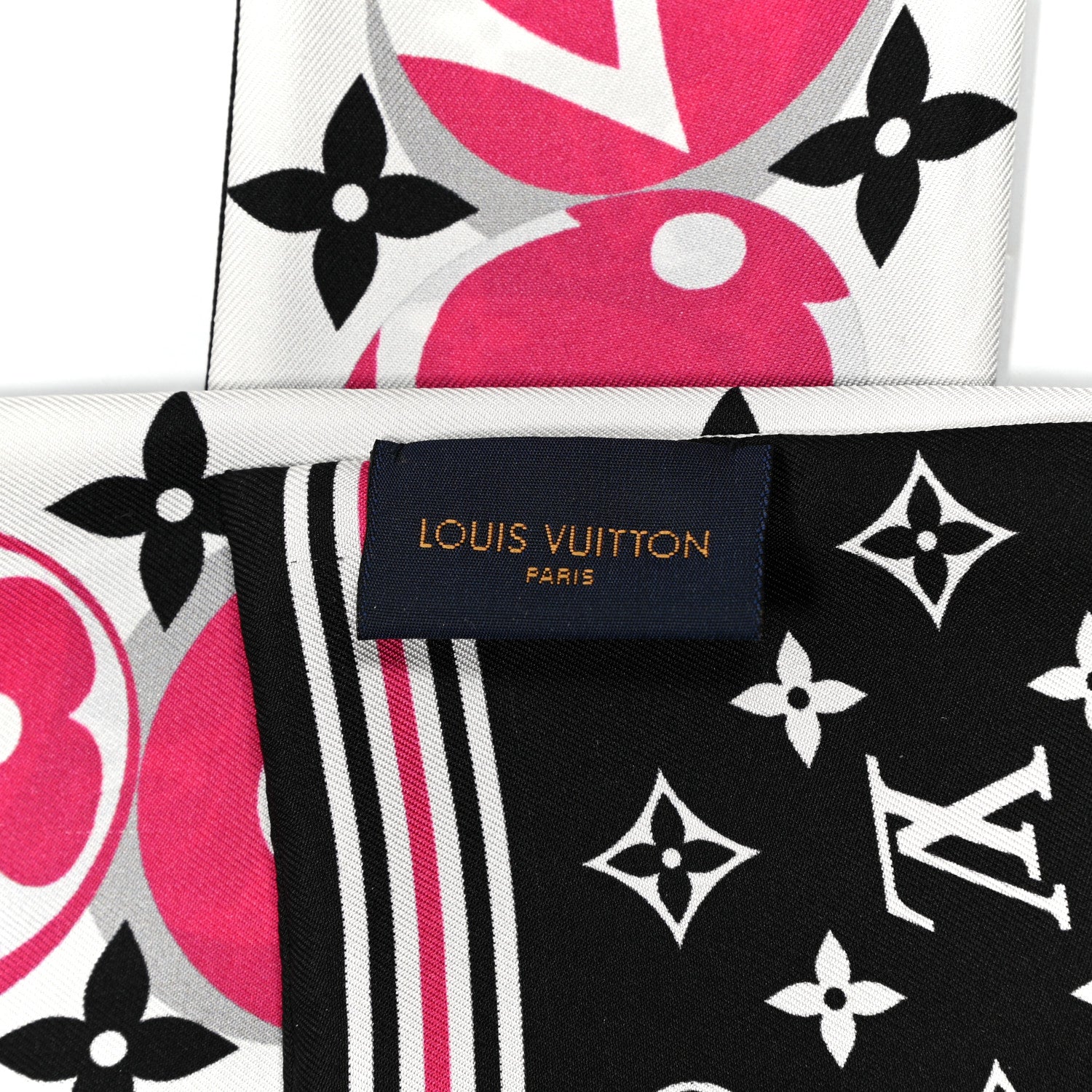 Louis Vuitton Silk Monogram Marbles Bandeau Black White Rose 3 of 4