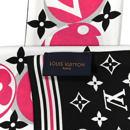 Louis Vuitton Silk Monogram Marbles Bandeau Black White Rose 3 of 4