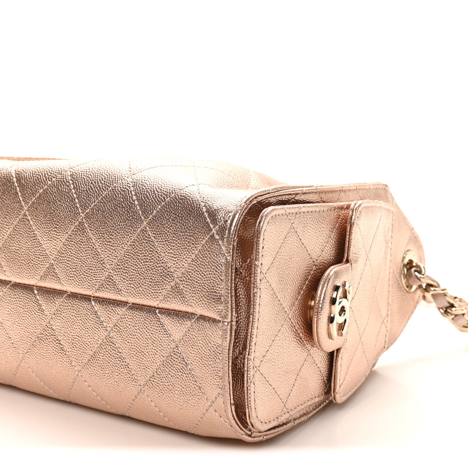 Chanel Metallic Caviar Quilted Mini Chanel 25 Handbag Copper 9 of 9
