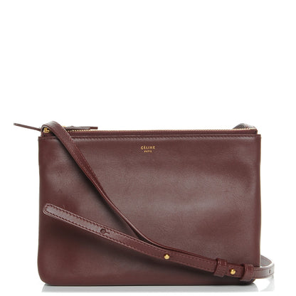 Celine Smooth Lambskin Small Trio Crossbody Bag Burgundy 1 of 7
