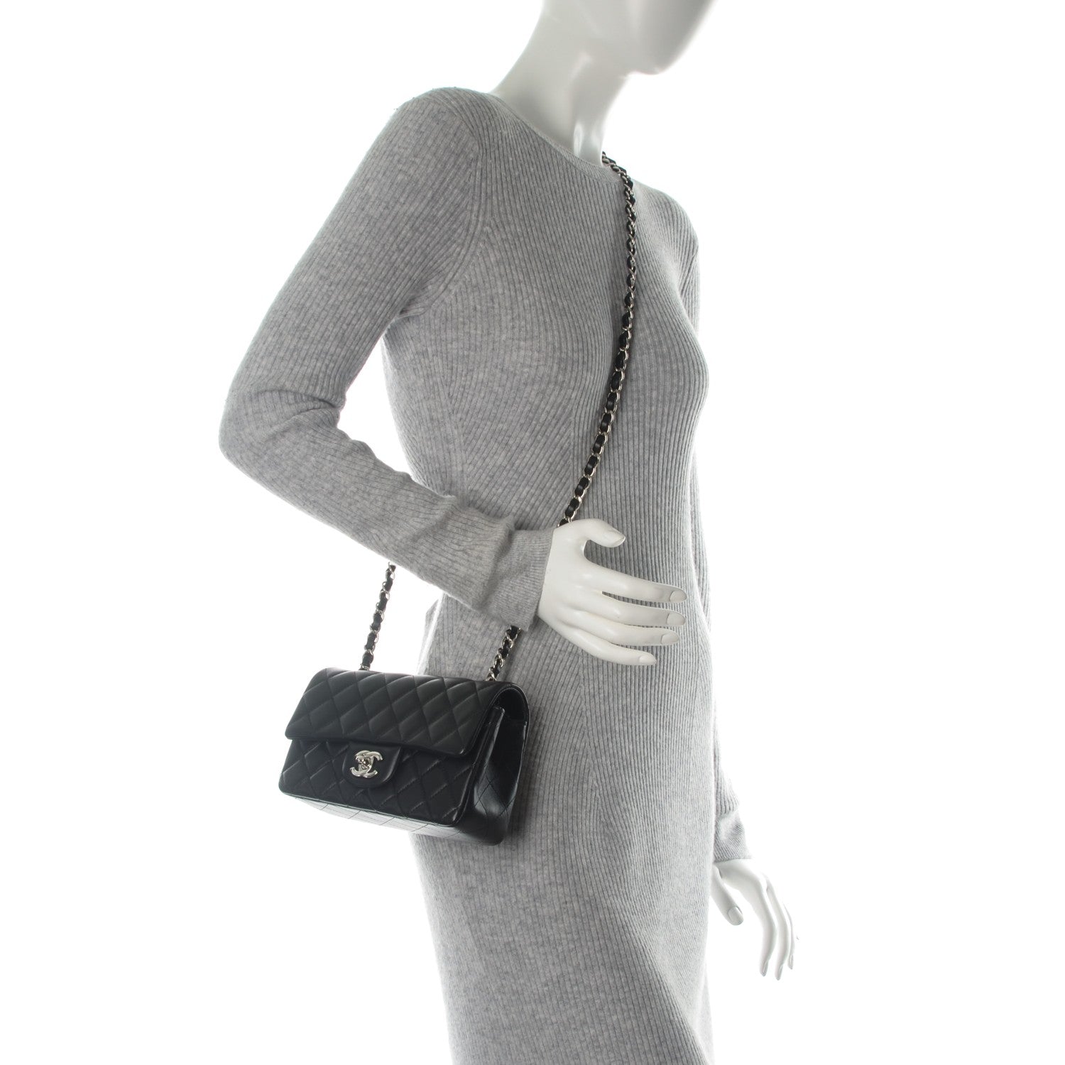 Chanel Lambskin Quilted Mini Rectangular Flap Black 2 of 8