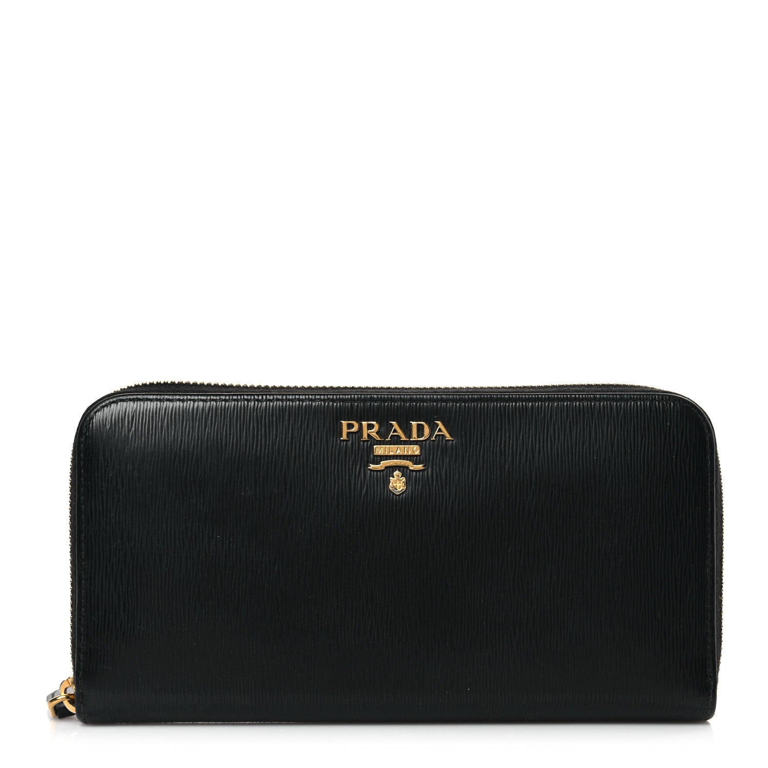 Prada Vitello Move Bi-Color Zip Around Wallet Black Lacca 1 of 9