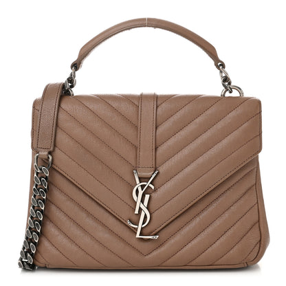 Saint Laurent Sheepskin Matelasse Chevron Monogram Medium College Bag Fard 1 of 12