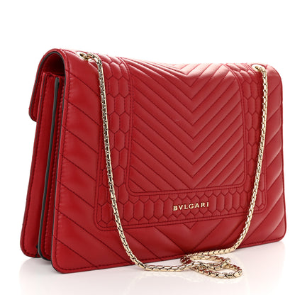 Bulgari Nappa Quilted Serpenti Forever Shoulder Bag Red 4 of 14