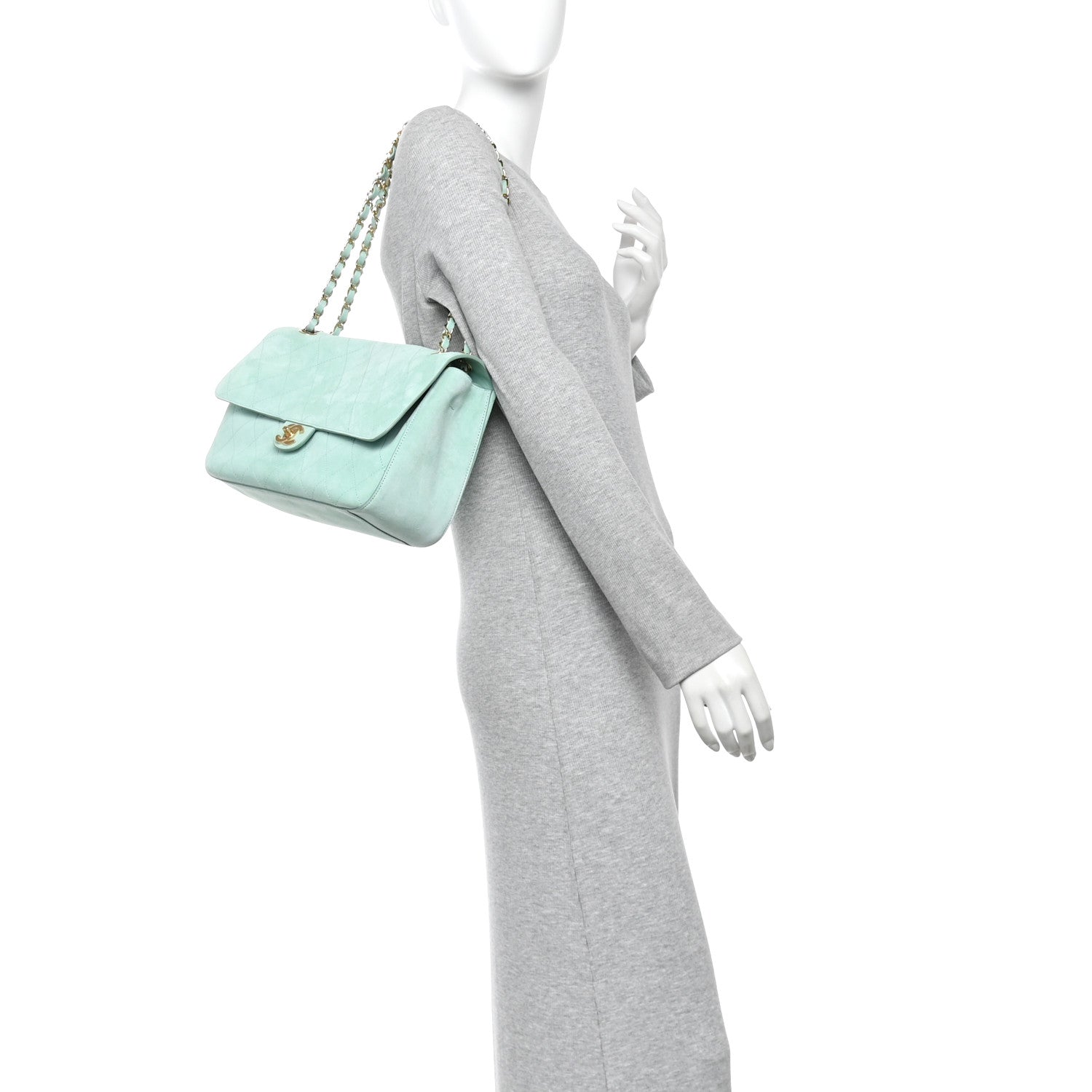 Chanel Suede Calfskin Small Souplissimo Maxi Flap Green 2 of 10