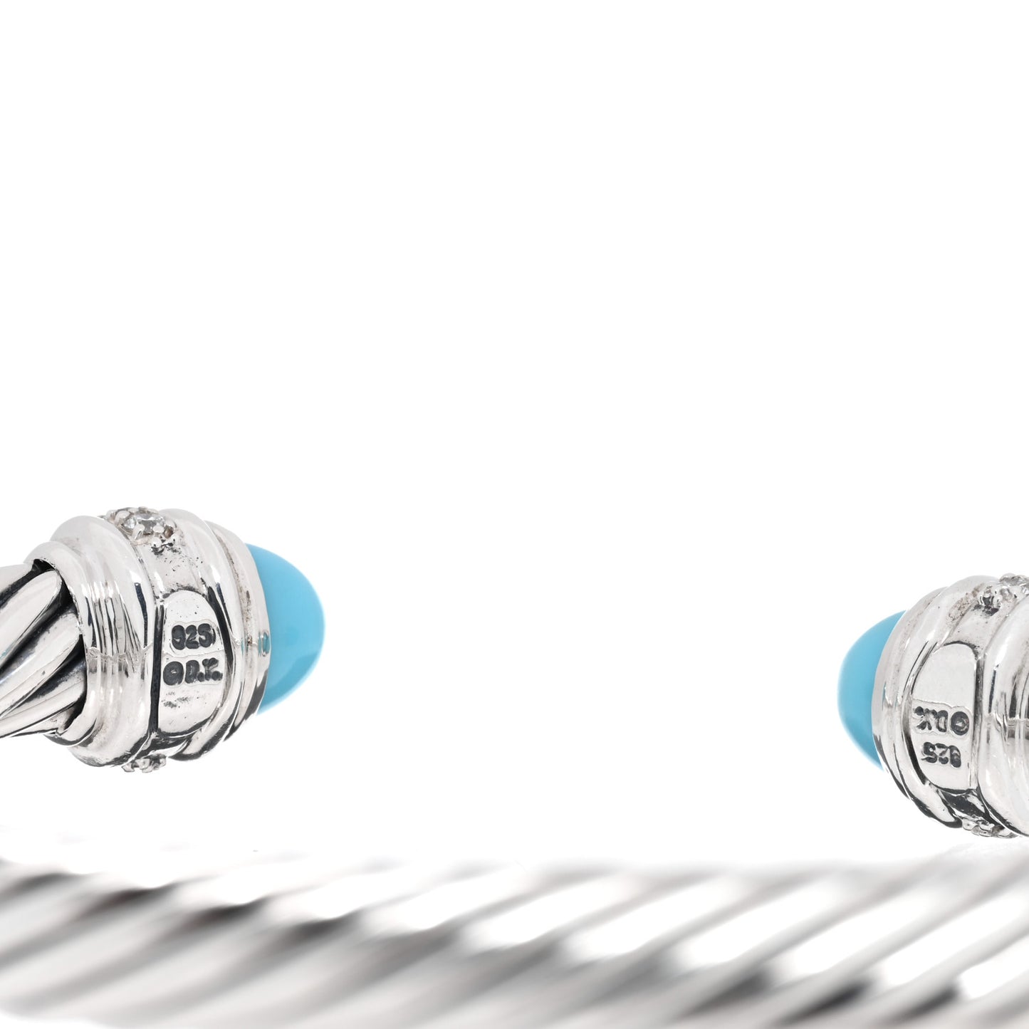 Sterling Silver Diamond Turquoise 7mm Cable Classics Bracelet