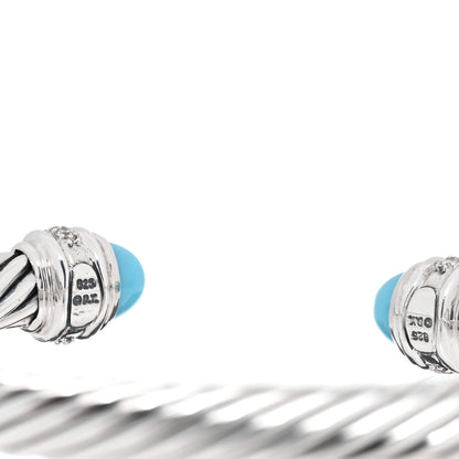 David Yurman Sterling Silver Diamond Turquoise 7mm Cable Classics Bracelet 3 of 3