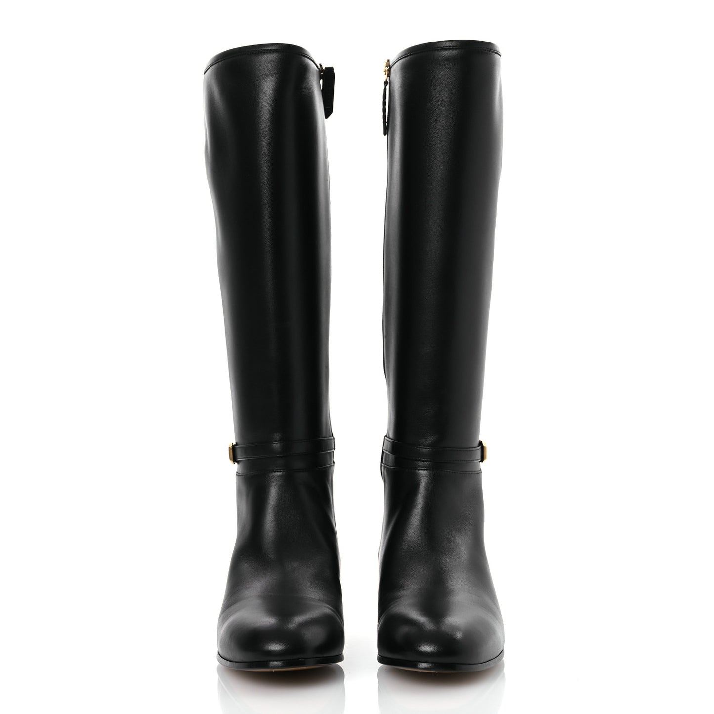 Calfskin Knee High Boots 39.5 Black