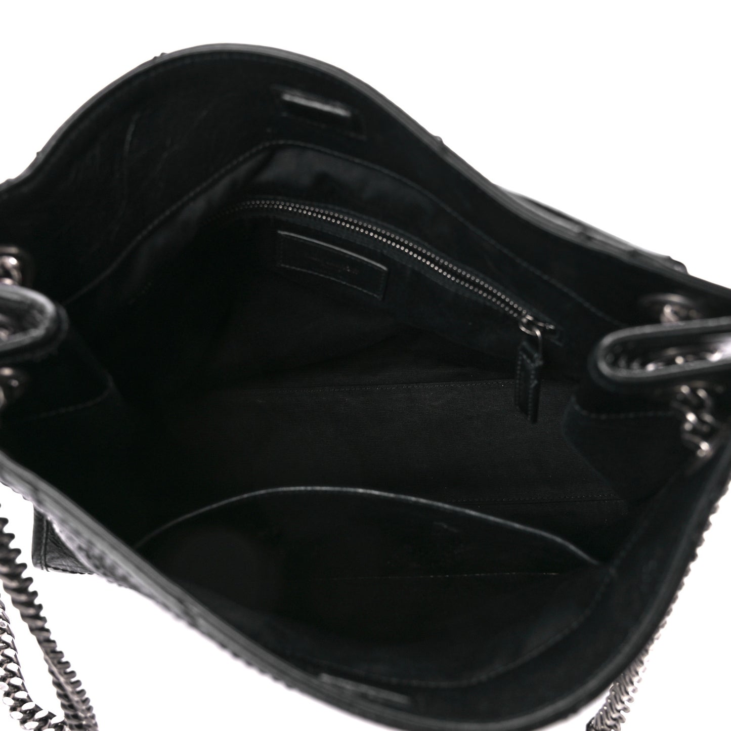 Crinkled Calfskin Matelasse Monogram Medium Niki Shopper Tote Black