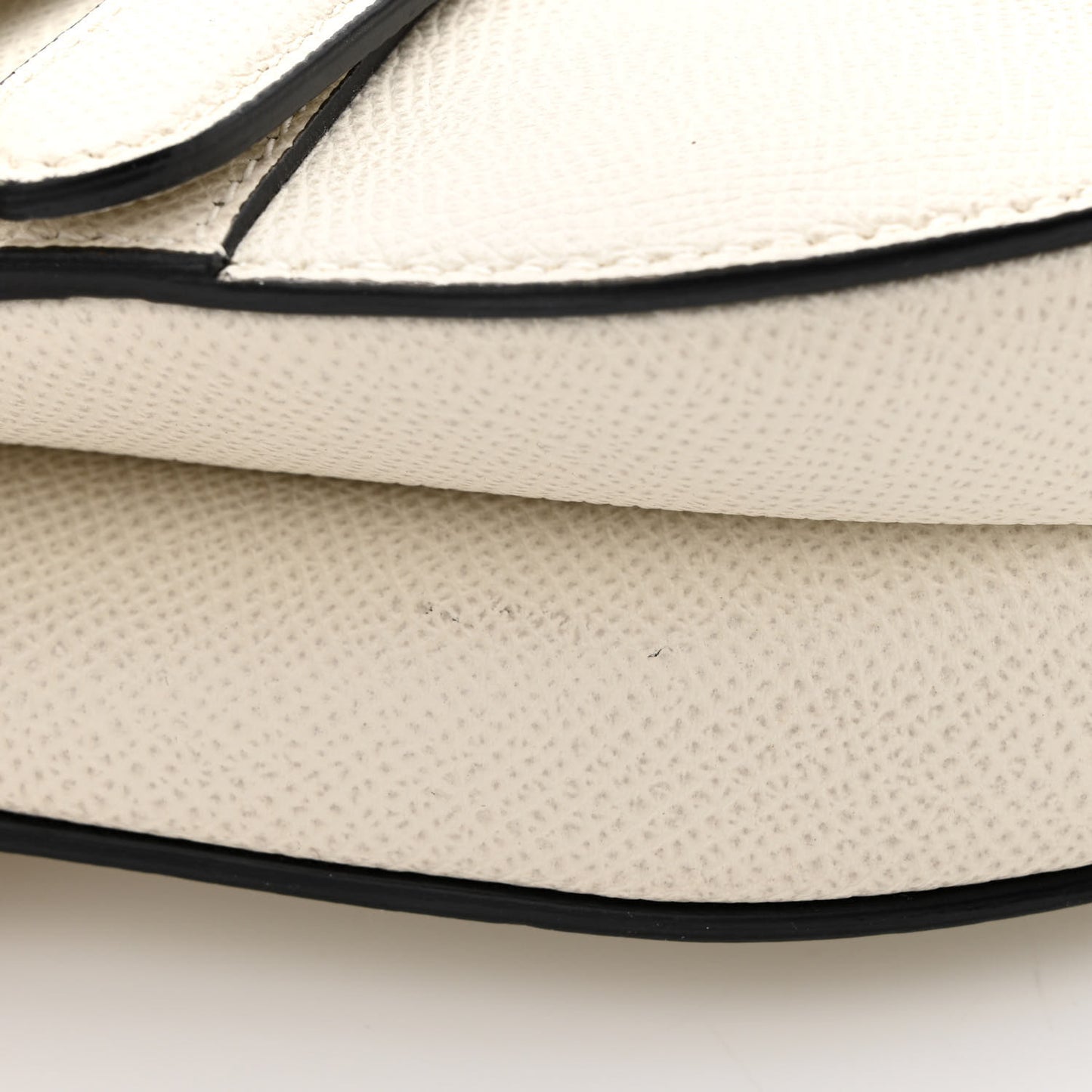 Grained Calfskin Mini Saddle Bag White