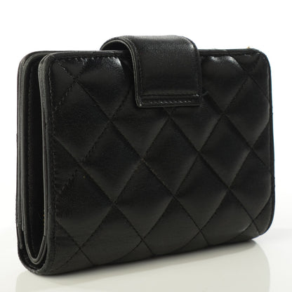 Chanel Lambskin Quilted Mademoiselle Compact Wallet Black 3 of 9