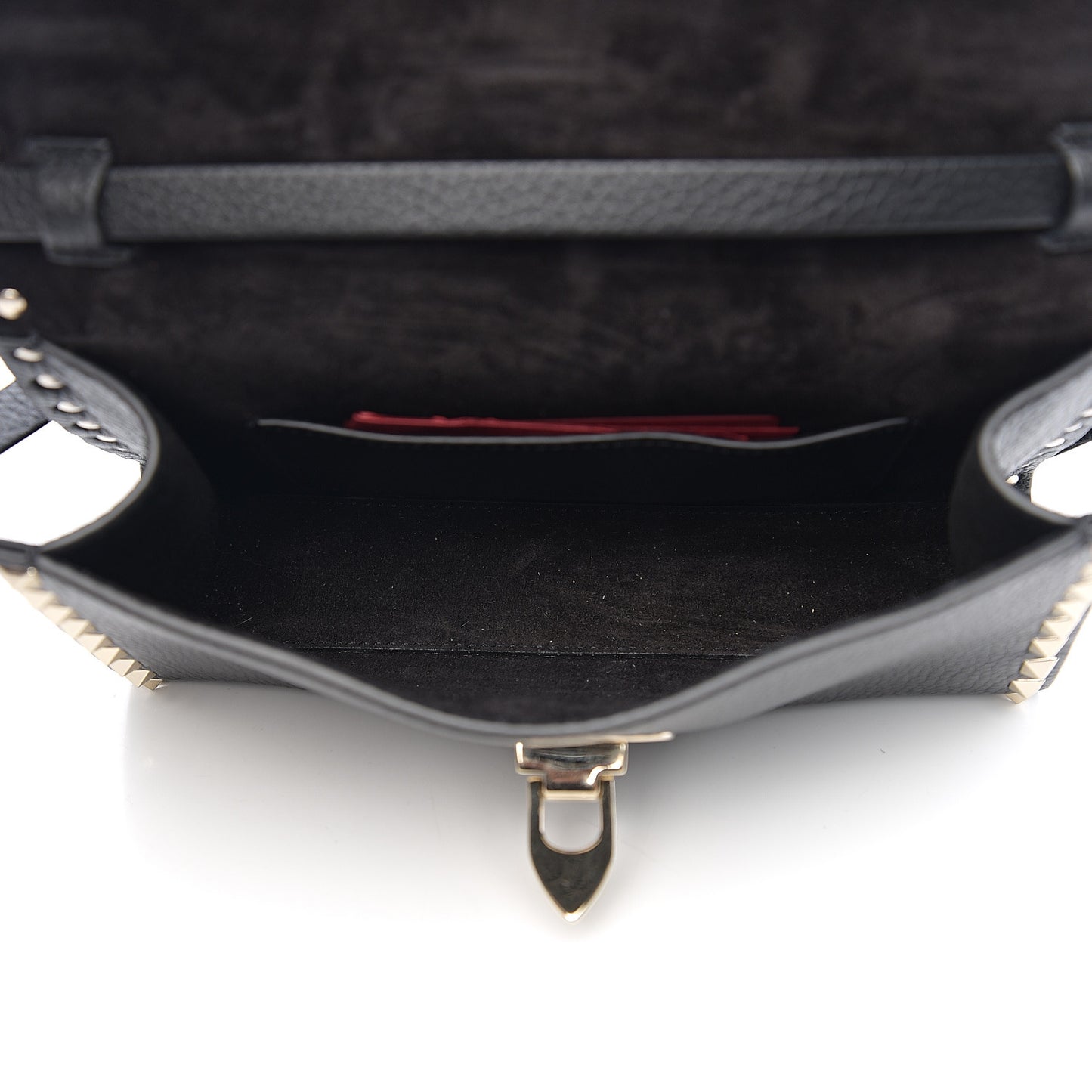 Pebbled Calfskin Medium Rockstud Flip Lock Crossbody Bag Black