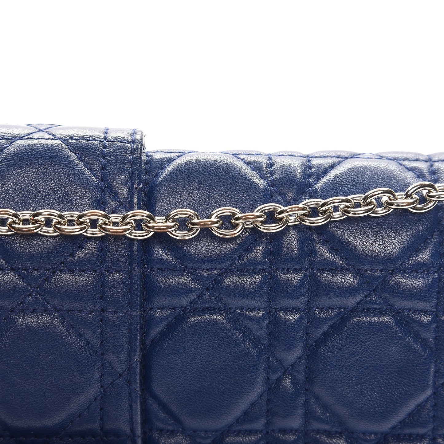 Lambskin Cannage New Lock Pouch Blue