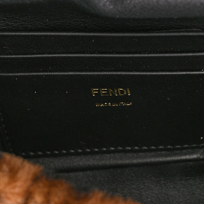 Fendi Shearling Vitello Dolce Macro FF 1974 Mini Baguette Tobacco Black 6 of 10