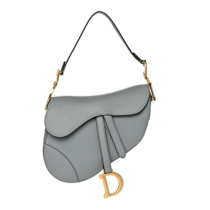 Christian Dior Grained Calfskin Saddle Bag Grey 1 of 11