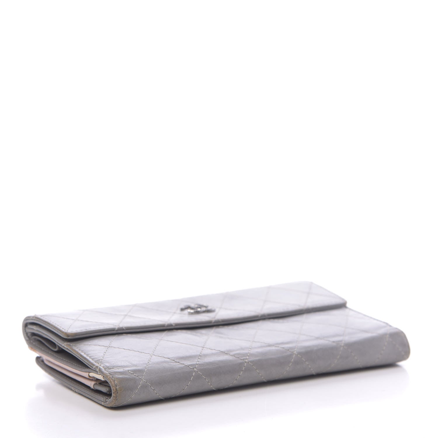 Chanel Aged Metallic Calfskin Large Palette Flap Wallet Silver 4 of 14