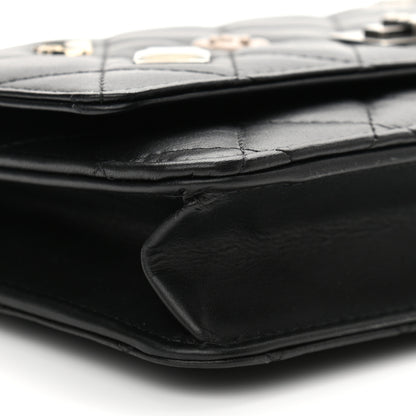 Chanel Aged Calfskin Quilted Lucky Charms 2.55 Reissue Wallet On Chain WOC Black 10 of 13