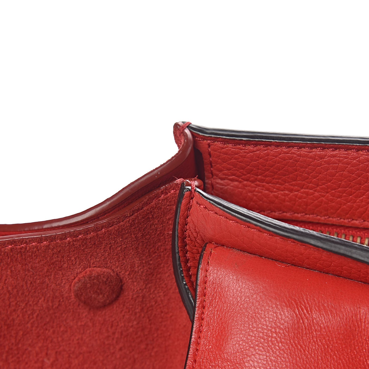 Drummed Calfskin Suede Medium Trapeze Coquelicot