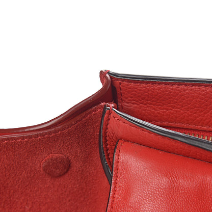 Celine Drummed Calfskin Suede Medium Trapeze Coquelicot 12 of 26