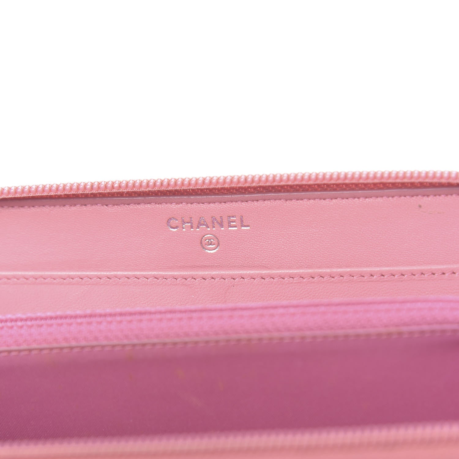 Chanel Lambskin Camellia Embossed Zip Around Large Gusset Wallet Pink 6 of 15