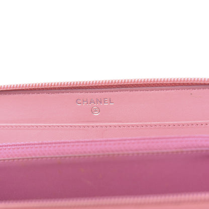 Chanel Lambskin Camellia Embossed Zip Around Large Gusset Wallet Pink 6 of 15