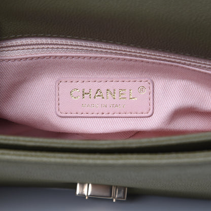 Chanel Grained Calfskin Quilted Small Cuba Top Handle Flap Khaki 7 of 12