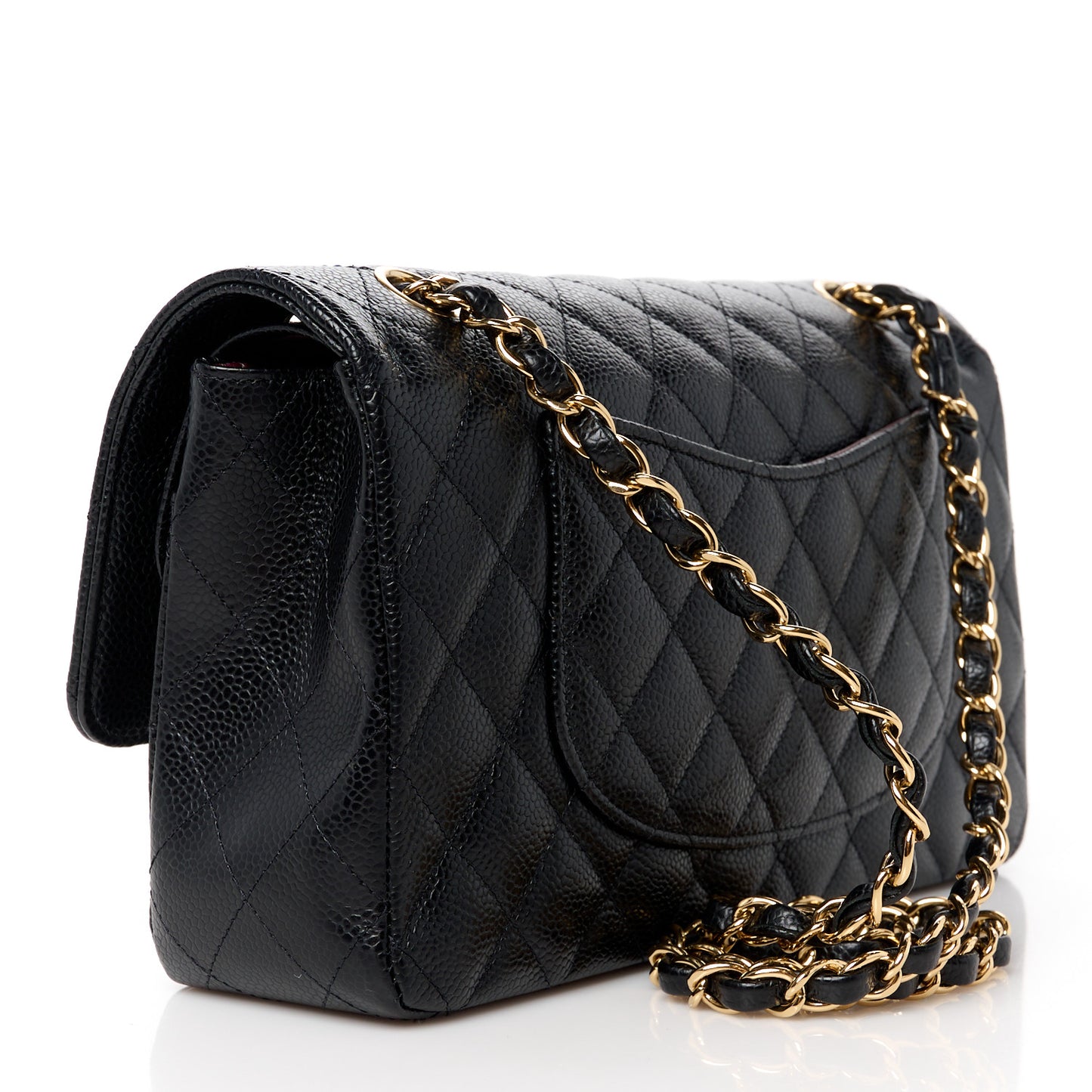 Caviar Quilted Medium Double Flap Black