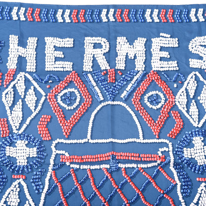 Hermes Silk Twill Kelly En Perles Giant Scarf 140 Bleu Framboise 2 of 4