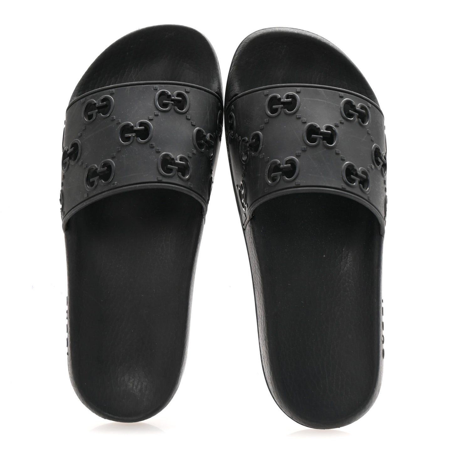 Rubber GG Monogram Perforated Womens Slide Sandals 40 Black