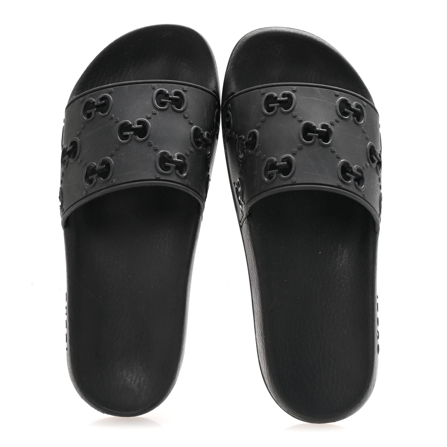 Gucci Rubber GG Monogram Perforated Womens Slide Sandals 40 Black 2 of 8