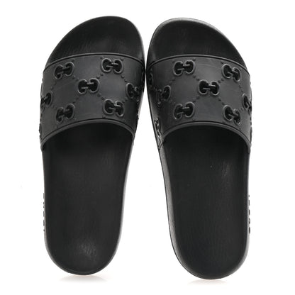Gucci Rubber GG Monogram Perforated Womens Slide Sandals 40 Black 2 of 8