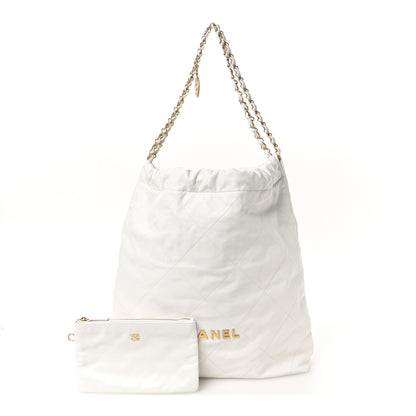 Chanel Shiny Calfskin Quilted Large Chanel 22 White 3 of 11