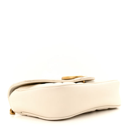 Gucci Calfskin Matelasse Super Mini GG Marmont Shoulder Bag White 4 of 14