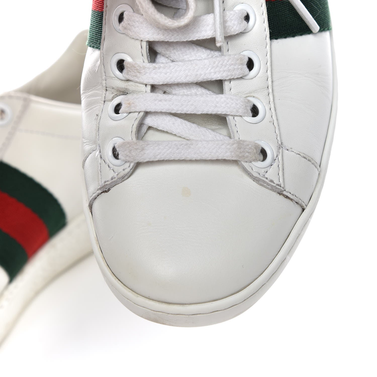 Gucci Calfskin Crocodile Web Womens Ace Sneakers 35 White Green 10 of 20