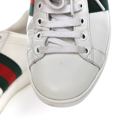 Gucci Calfskin Crocodile Web Womens Ace Sneakers 35 White Green 10 of 20