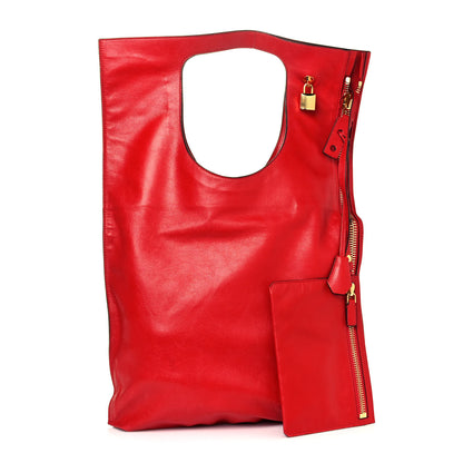 Tom Ford Ramskin Large Alix Padlock Zip Shoulder Bag Flame Red 3 of 13
