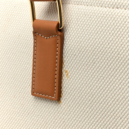 Celine Canvas Calfskin Logo Print Horizontal Cabas Natural Tan 12 of 13