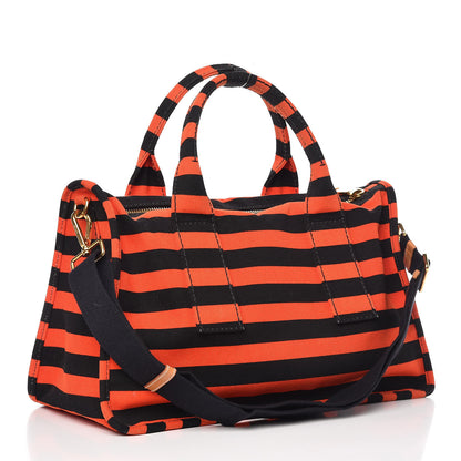 Prada Canapa Striped Tote Arancio 4 of 19