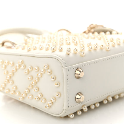 Christian Dior Lambskin Pearl Cannage Micro Lady Dior Latte 9 of 10
