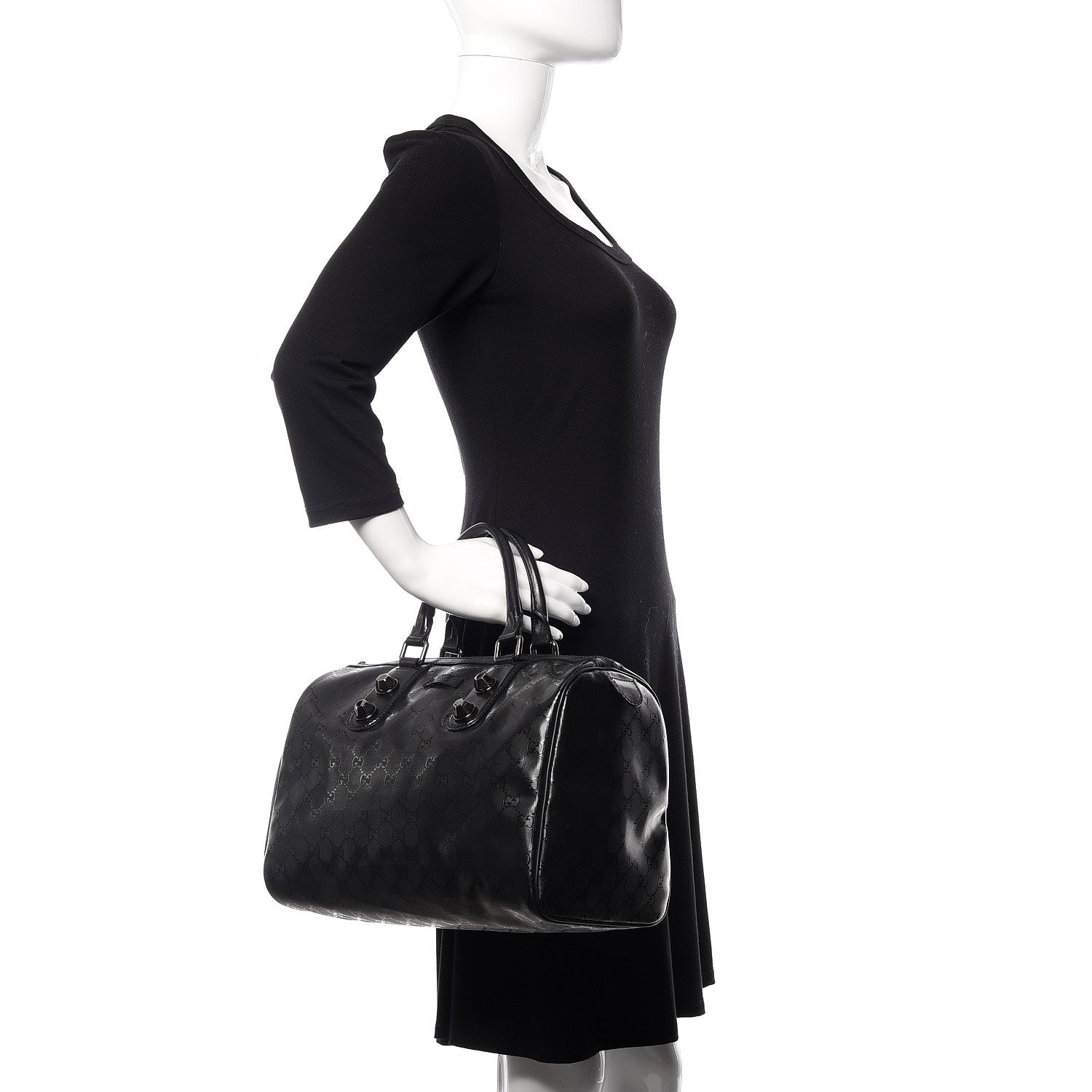 Gucci Imprime Monogram Medium Joy Stud Boston Black 2 of 13