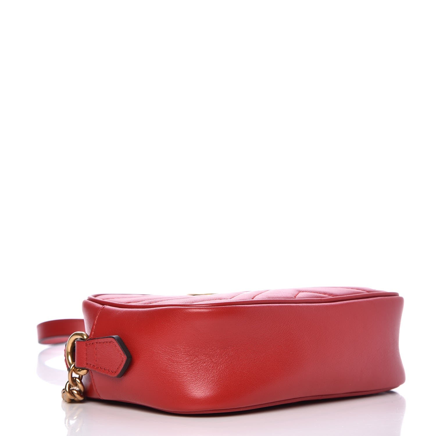 Gucci Calfskin Matelasse Mini GG Marmont Chain Shoulder Bag Hibiscus Red 4 of 8