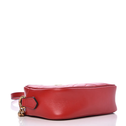 Gucci Calfskin Matelasse Mini GG Marmont Chain Shoulder Bag Hibiscus Red 4 of 8
